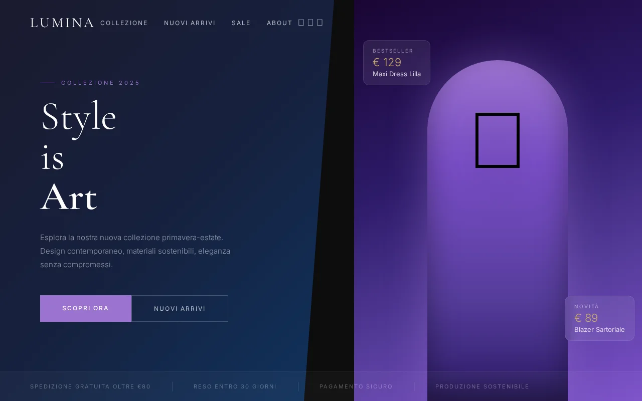Esempio sito web Negozio