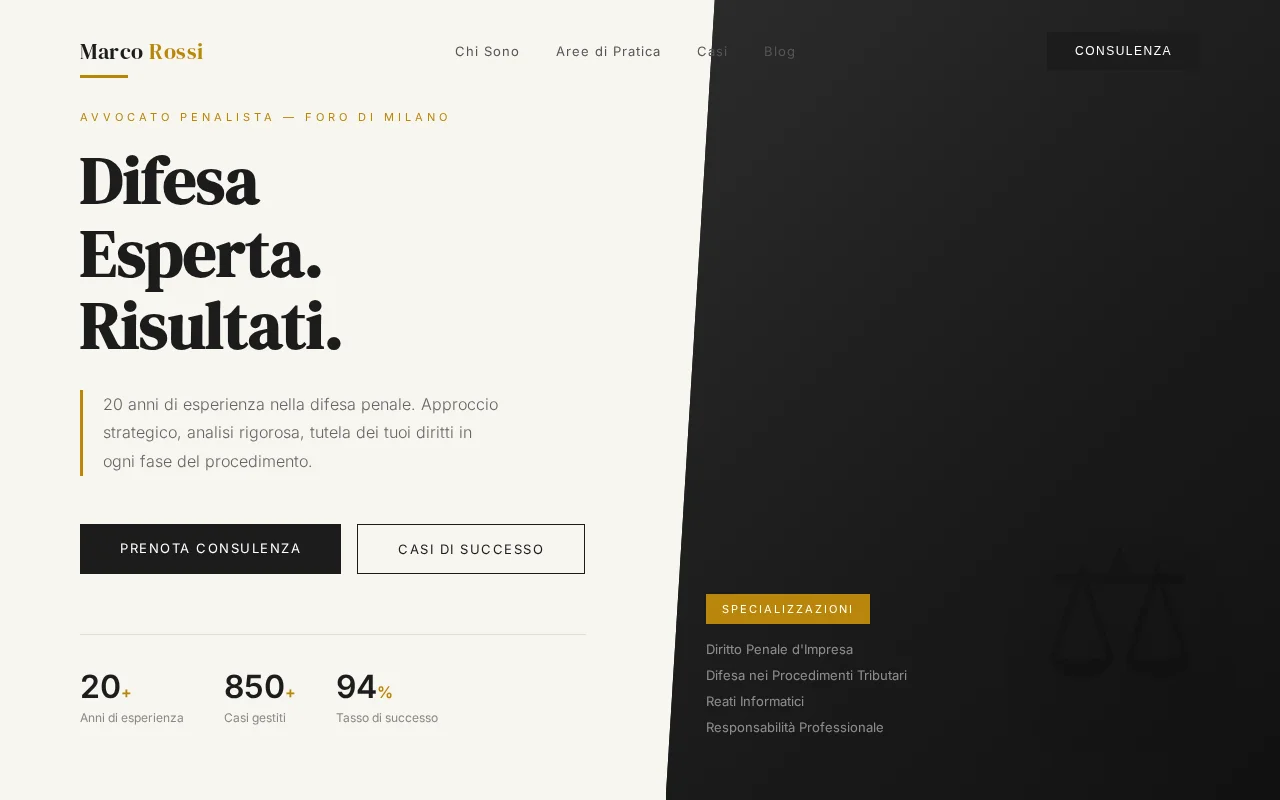 Esempio sito web Professionista
